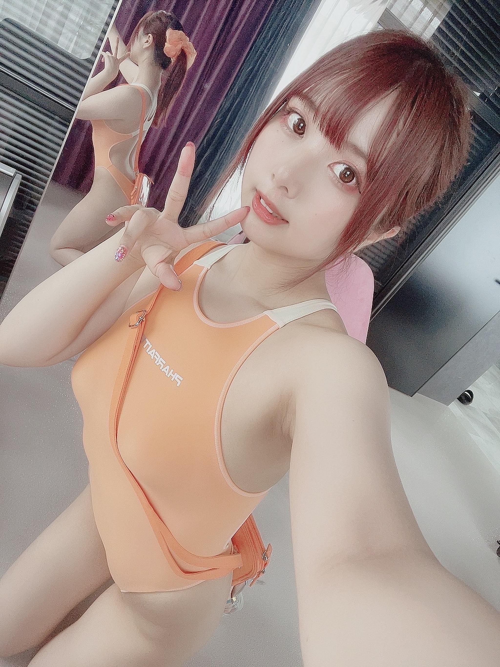 图片[1]-Tomiko(とみこ) – NO.012 Fantia-オレンジの競泳水着[24P]-XikXak